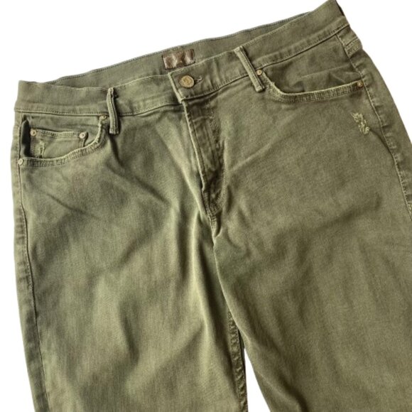 Mother The Dropout Distressed Crop Jeans Women's 29 Moss Green - Picture 4 of 14